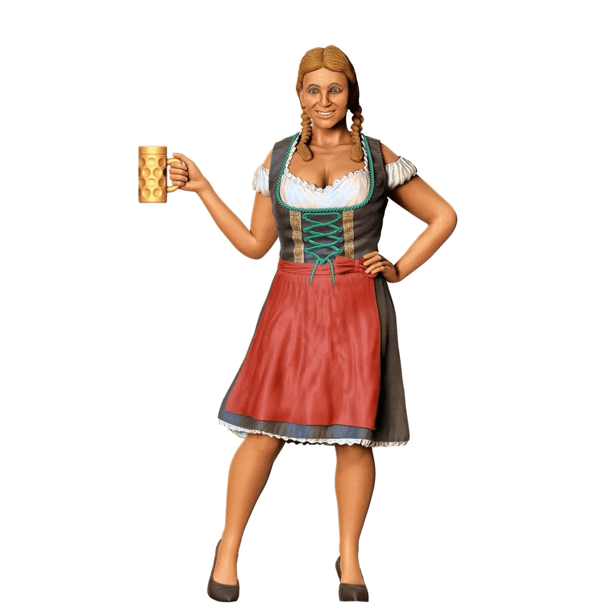 Miniatur Figur Oktoberfest: Wiesen Gäste: Frau mit traditionellem Dirndl Outfit und Bier Krug (Nr. 290)