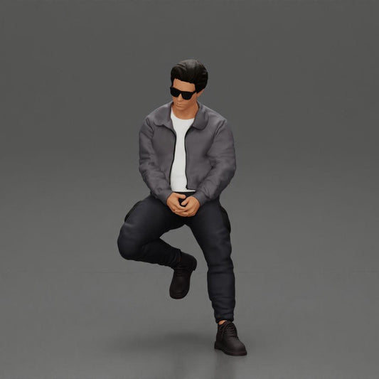 Diorama Modellbau Produktfoto 0: Diorama-Figur: Sitzender Mann im Auto, Jacke & Sonnenbrille (Ref Nr. A107)