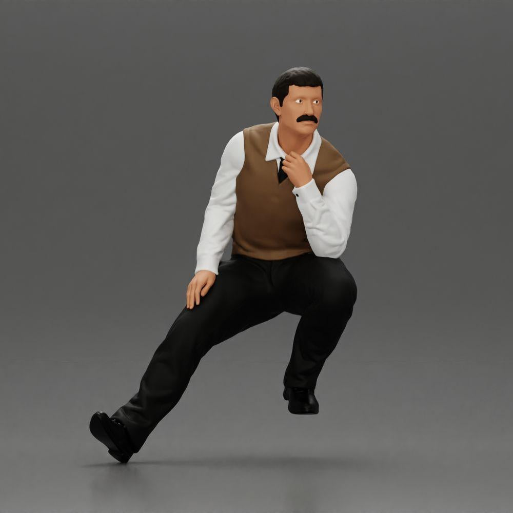 Diorama Modellbau Produktfoto 0: Diorama-Sitzfigur: Türkischer Mann mit Krawatte und Pullunder, halb kniend (Ref Nr. A72)