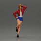 Diorama Modellbau Produktfoto 0: Weibliche Miniatur mit kurzem Haar, Jacke & Shorts, an Auto gelehnt (Ref Nr. A67)