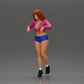 Diorama Modellbau Produktfoto 0: Weibliche Diorama-Figur in Minirock und Shorts, am Treppenrand stehend (Ref Nr. A73)