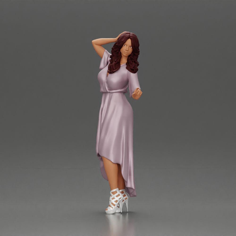 Diorama Modellbau Produktfoto 0: Miniatur-Figur: Frau im langen Brautkleid mit High Heels, elegant posierend (Ref Nr. A109)