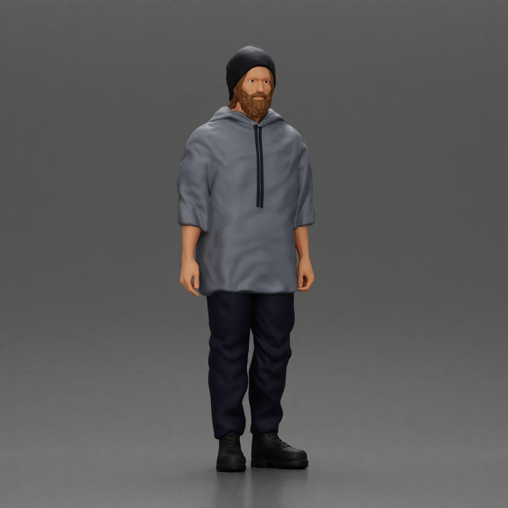 Diorama Modellbau Produktfoto 0: Stehende Figur: Mann mit Mütze & Kapuzenpullover (Ref Nr. A100)