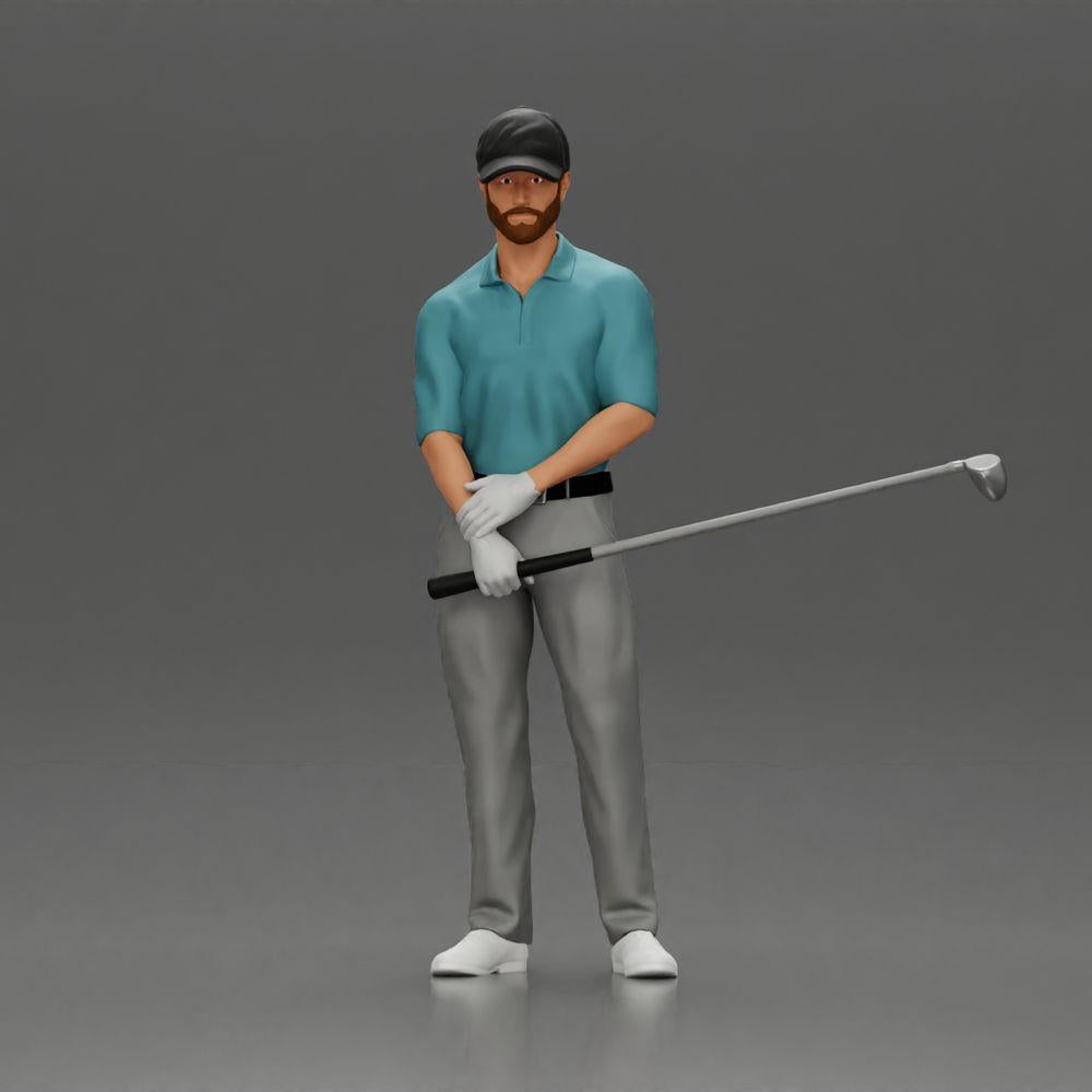 Diorama Modellbau Produktfoto 0: Diorama Figur: Miniatur-Golfer stehend mit Kappe, Handschuh und Golfschläger - Dioramafigur (Ref Nr. A143)