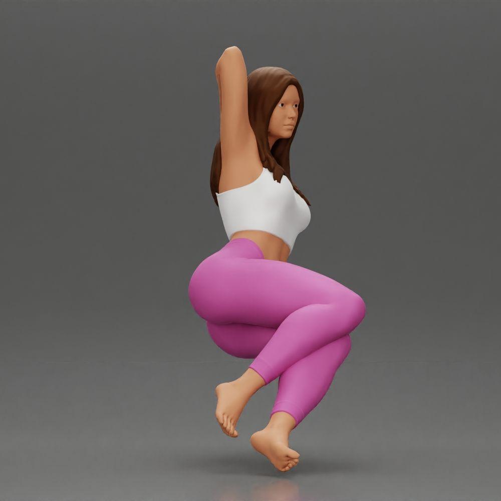 Diorama Modellbau Produktfoto 1: Miniaturfigur: Frau in Leggings, seitlich auf Sofa sitzend, Arm hinter dem Kopf (Ref Nr. A68)