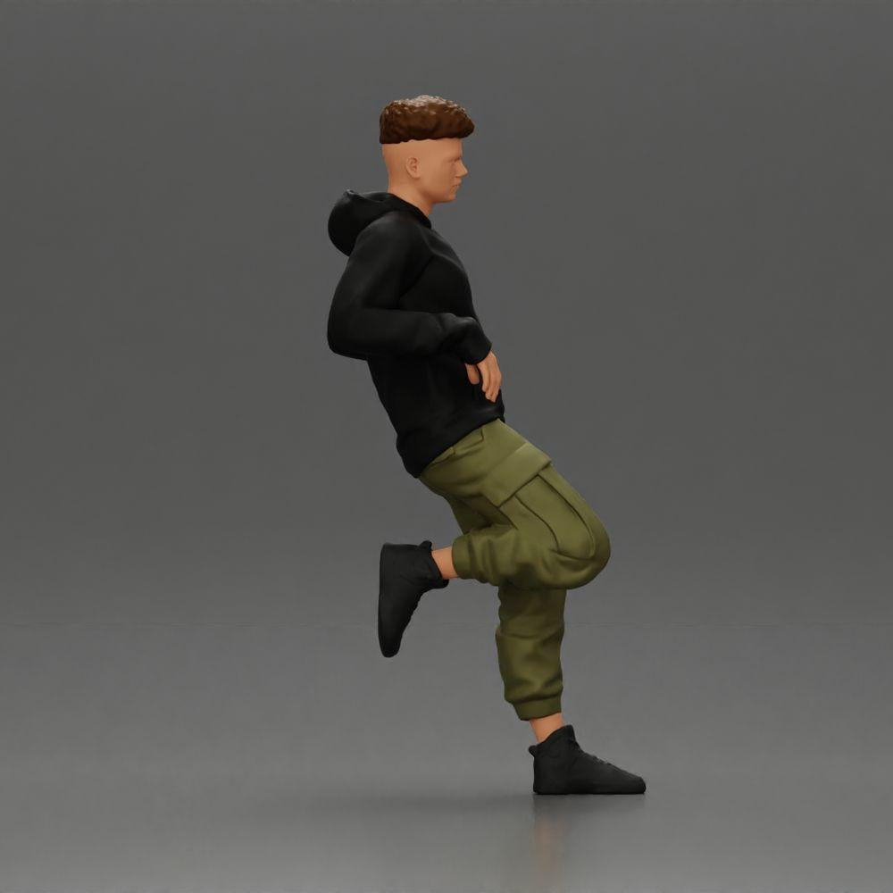 Diorama Modellbau Produktfoto 1: Miniaturfigur: Mann mit Kapuzenpullover & Cargohose, lässige Lehnpose (Ref Nr. A142)