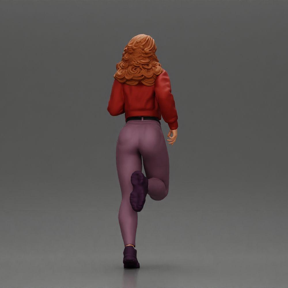 Diorama Modellbau Produktfoto 2: Diorama-Miniaturfigur: Laufendes Mädchen mit langen Haaren in Jacke (Ref Nr. A96)