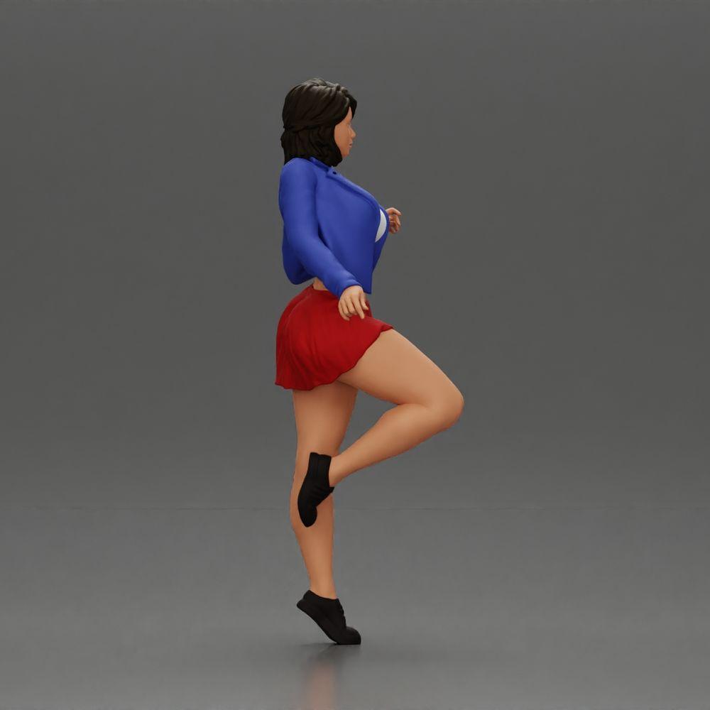 Diorama Modellbau Produktfoto 2: Miniatur: Selbstbewusste Frau in kurzer Jacke und Minirock, dynamische Pose (Ref Nr. A139)