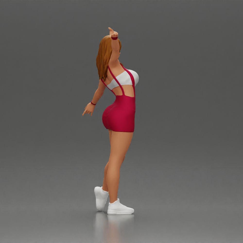 Diorama Modellbau Produktfoto 2: Diorama-Figur: dynamische Frau in rotem Sportoutfit, stehende Pose, Turnschuhe (Ref Nr. A124)