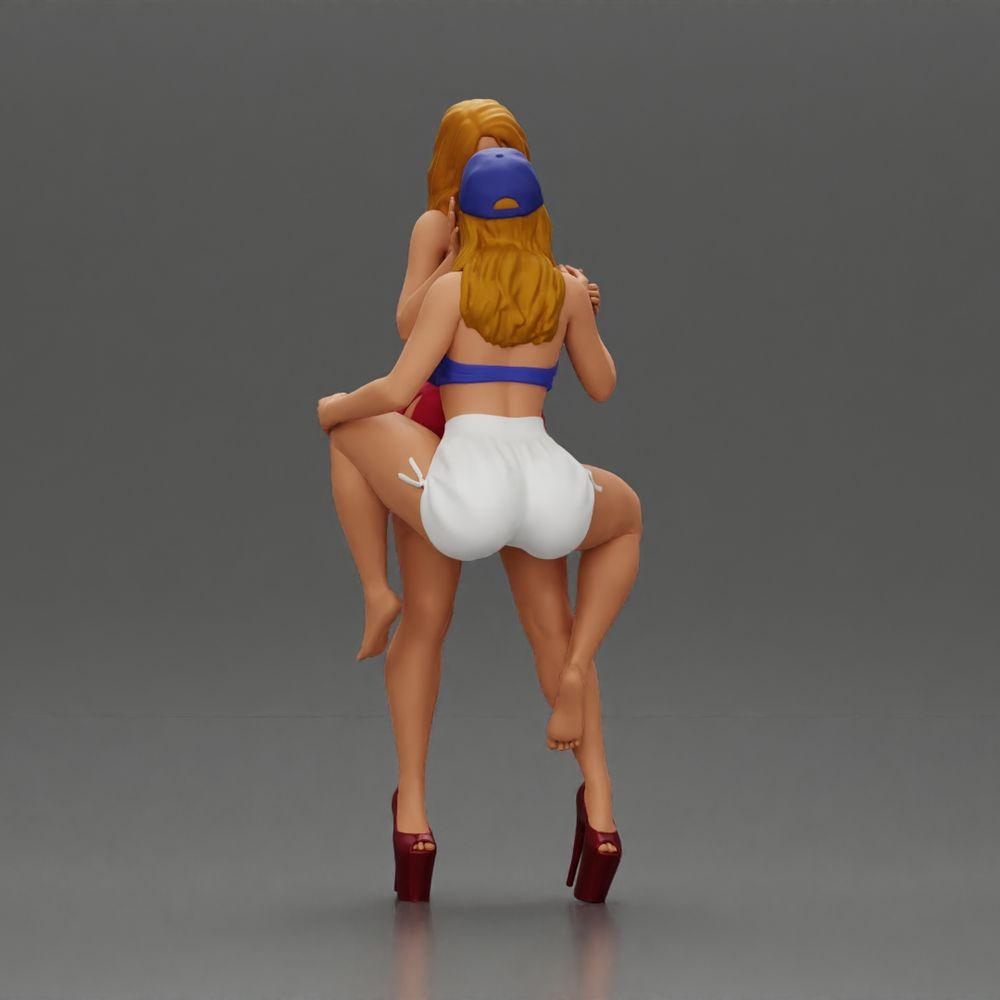 Diorama Modellbau Produktfoto 2: Miniatur-Diorama: 2 Figuren - Kappe, Top & Shorts; kurzes Kleid mit Plateaus (Ref Nr. A135)