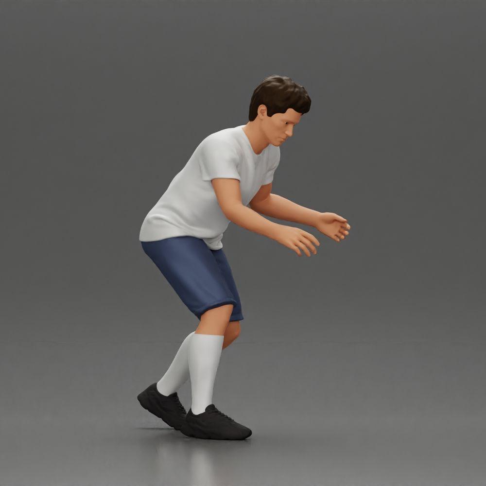 Diorama Modellbau Produktfoto 2: Diorama-Miniatur: Mann in Shorts beim Tischfußball, T-Shirt & hohen Socken (Ref Nr. A71)
