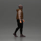 Diorama Modellbau Produktfoto 2: Diorama Figur: Bärtiger Mann in Winterkleidung, gehend - Diorama-Miniatur (Ref Nr. A129)