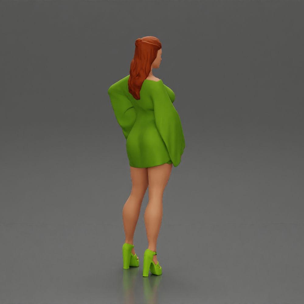 Diorama Modellbau Produktfoto 2: Diorama-Miniatur: Posierende Frau im Kimono-Kleid mit Plateauschuhen (Ref Nr. A86)