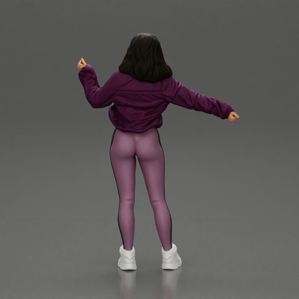 Diorama Modellbau Produktfoto 3: Diorama-Miniatur: Frau in offener Jacke, bauchfreiem Top und engen Hosen (Ref Nr. A114)