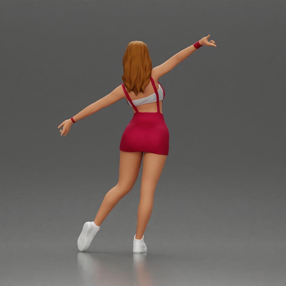 Diorama Modellbau Produktfoto 3: Diorama-Figur: dynamische Frau in rotem Sportoutfit, stehende Pose, Turnschuhe (Ref Nr. A124)