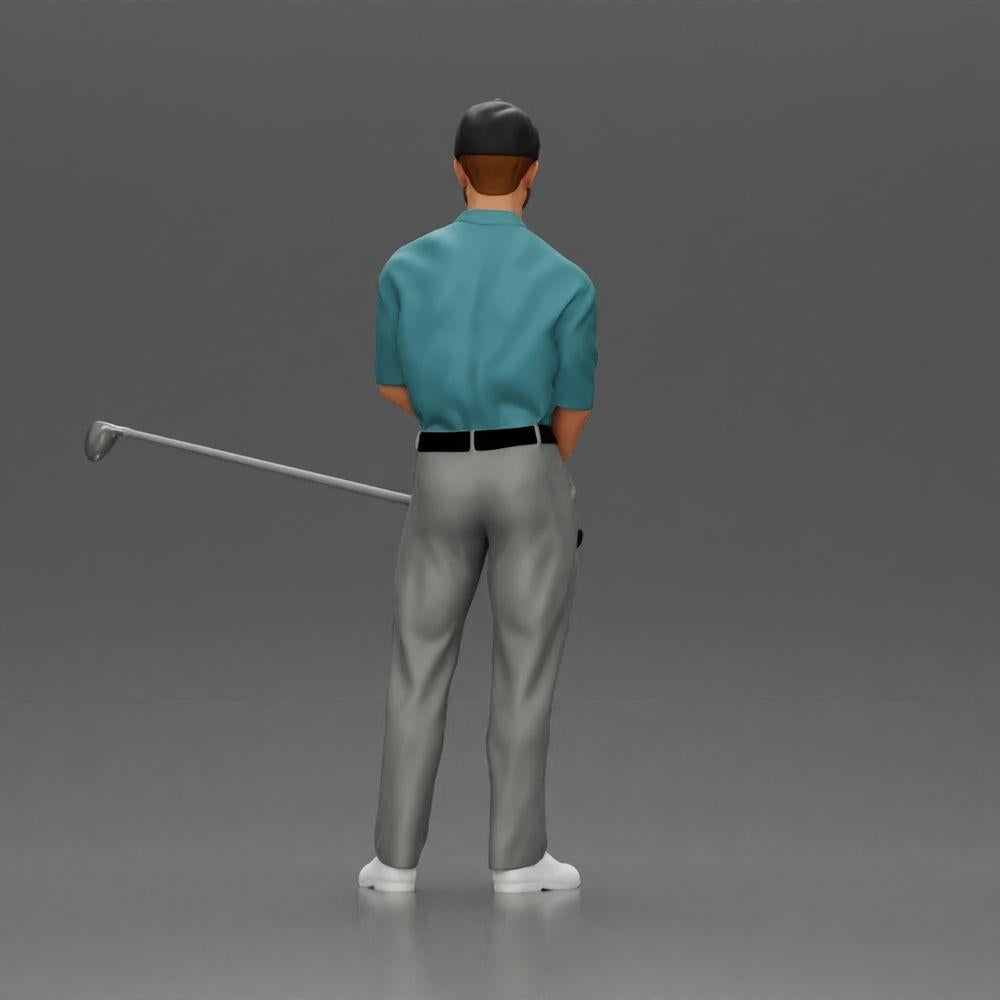 Diorama Modellbau Produktfoto 3: Diorama Figur: Miniatur-Golfer stehend mit Kappe, Handschuh und Golfschläger - Dioramafigur (Ref Nr. A143)