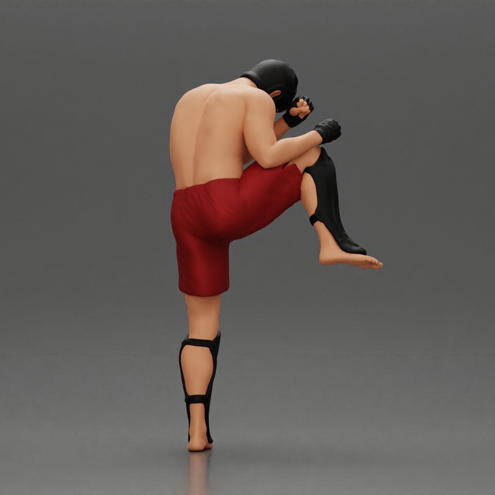 Diorama Modellbau Produktfoto 3: Diorama Figur: Kampfsport-Miniatur, Trittpose mit Kopfschutz, Handschuhen & Schienbeinschutz (Ref Nr. A122)
