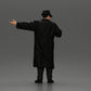 Diorama Modellbau Produktfoto 3: Diorama-Miniatur: Mafioso im Anzug und Mantel mit Hut, gestikulierend (Ref Nr. A94)