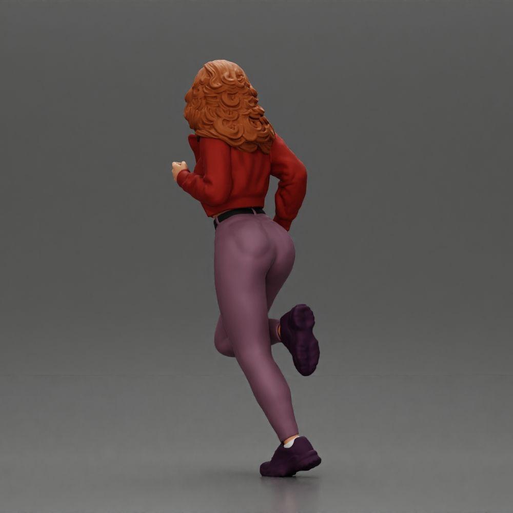 Diorama Modellbau Produktfoto 3: Diorama-Miniaturfigur: Laufendes Mädchen mit langen Haaren in Jacke (Ref Nr. A96)
