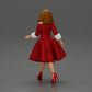 Diorama Modellbau Produktfoto 3: Diorama Figur: Miniaturfigur Frau im roten Kleid mit Pelzbesatz in schrittender Pose - Diorama (Ref Nr. A117)