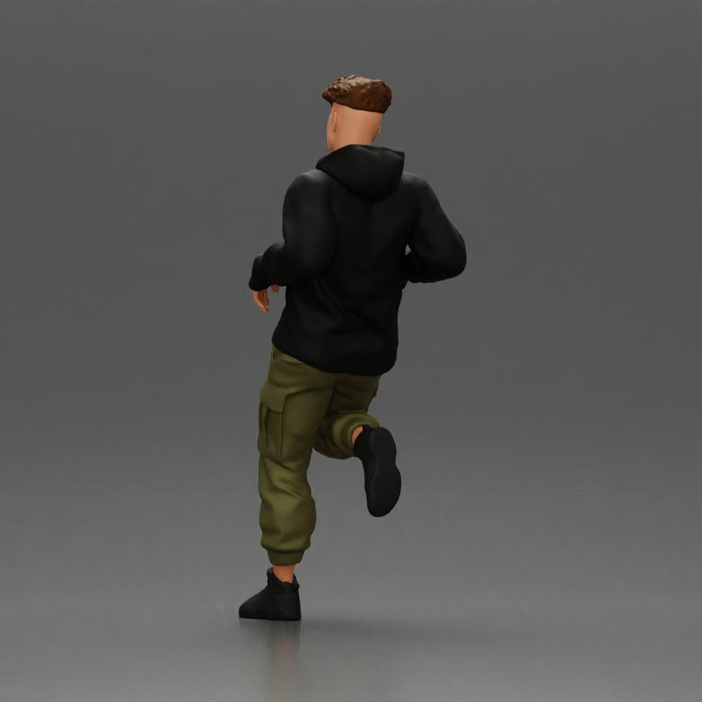 Diorama Modellbau Produktfoto 3: Miniaturfigur: Mann mit Kapuzenpullover & Cargohose, lässige Lehnpose (Ref Nr. A142)