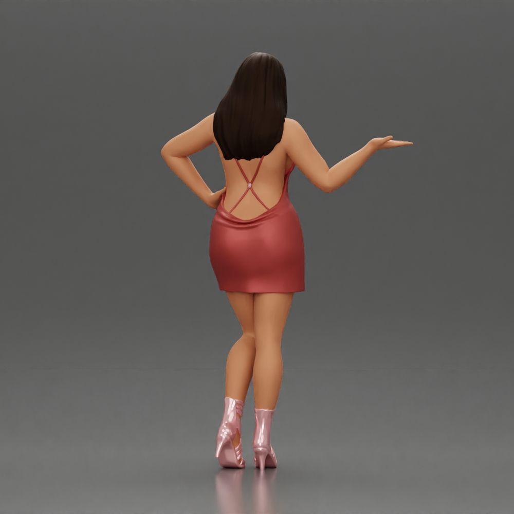Diorama Modellbau Produktfoto 3: Dioramafigur: elegante Frau im Minikleid, ausgestreckte Hand, Halskette (Ref Nr. A118)