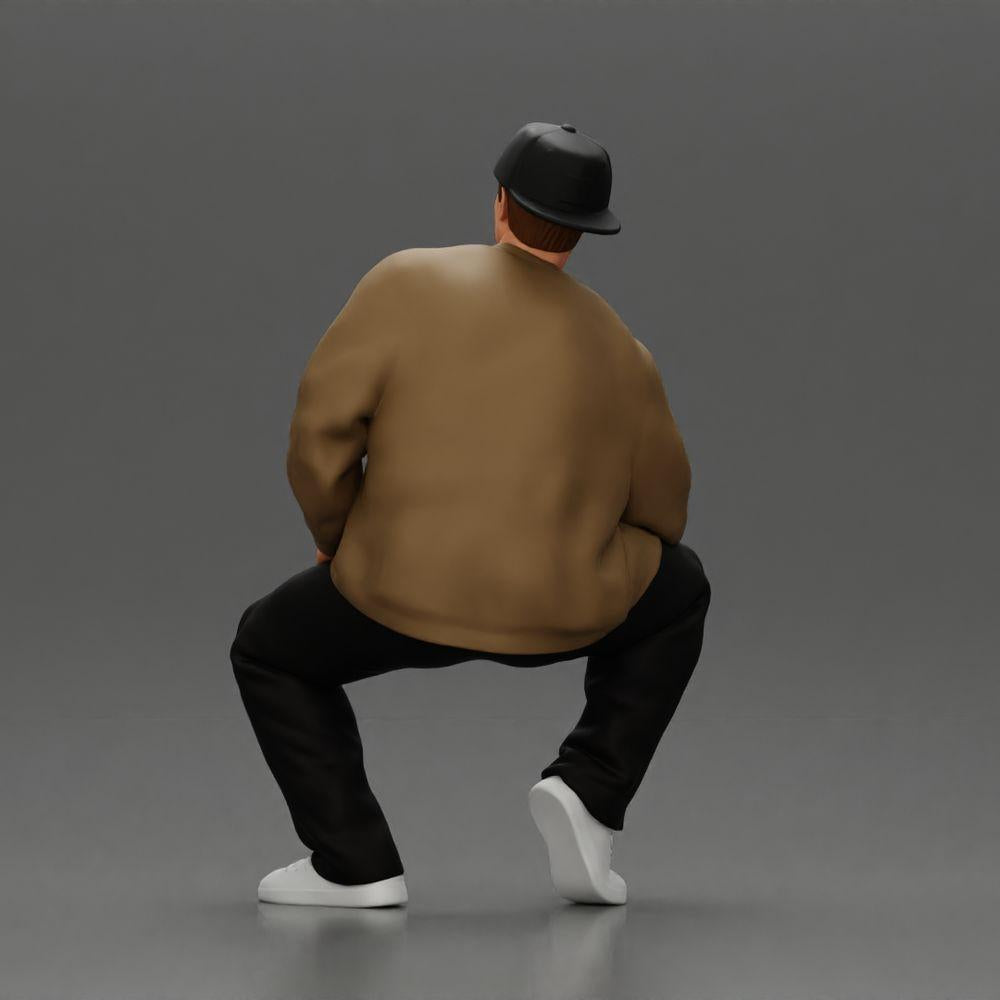 Diorama Modellbau Produktfoto 3: Diorama-Figur: Sitzender Hip-Hop-Mann mit Jacke, Cap und Sneakers (Ref Nr. A62)