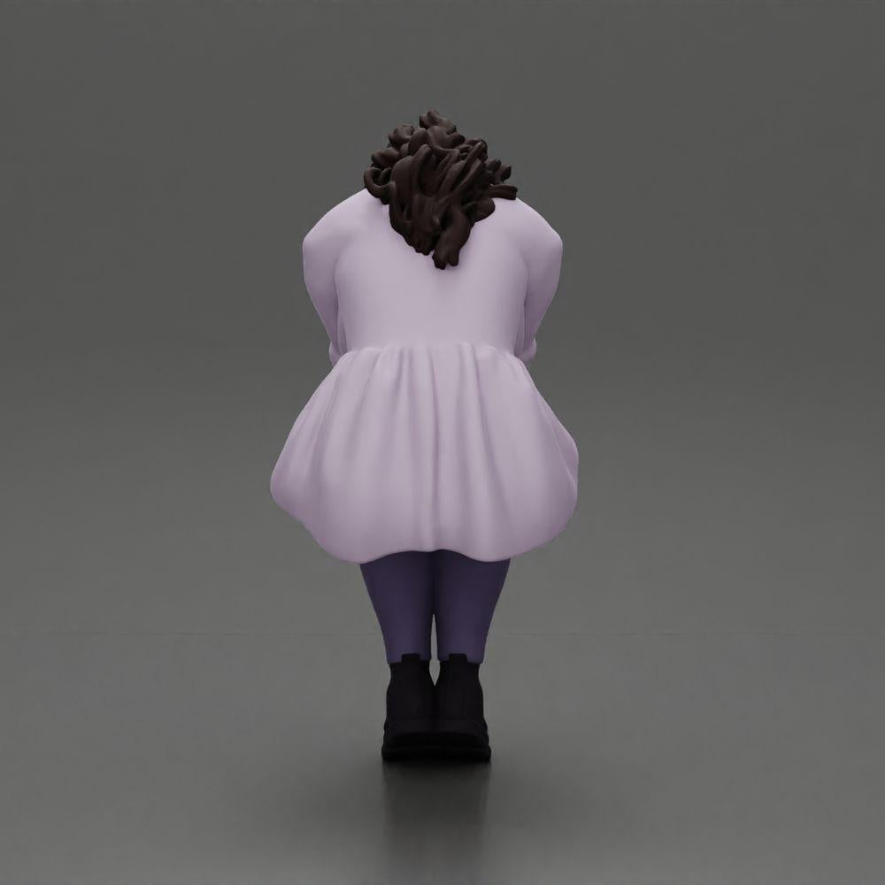 Diorama Modellbau Produktfoto 4: Miniaturfigur: trauriges Mädchen mit Puffärmeln, sitzend, Gesicht in Händen (Ref Nr. A88)