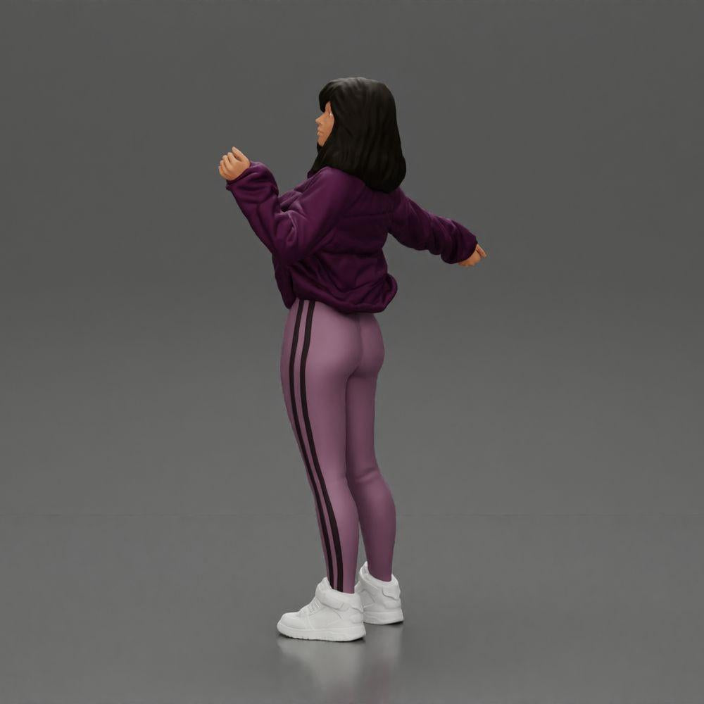 Diorama Modellbau Produktfoto 4: Diorama-Miniatur: Frau in offener Jacke, bauchfreiem Top und engen Hosen (Ref Nr. A114)