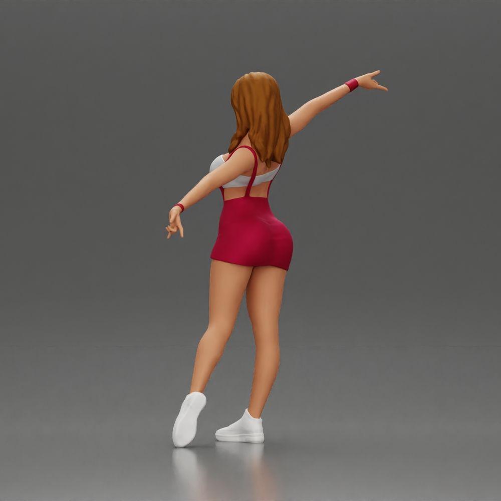 Diorama Modellbau Produktfoto 4: Diorama-Figur: dynamische Frau in rotem Sportoutfit, stehende Pose, Turnschuhe (Ref Nr. A124)