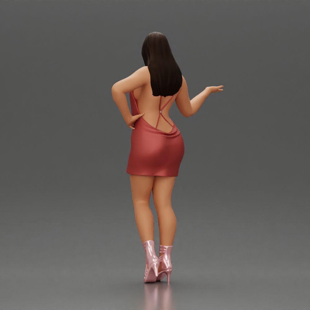 Diorama Modellbau Produktfoto 4: Dioramafigur: elegante Frau im Minikleid, ausgestreckte Hand, Halskette (Ref Nr. A118)
