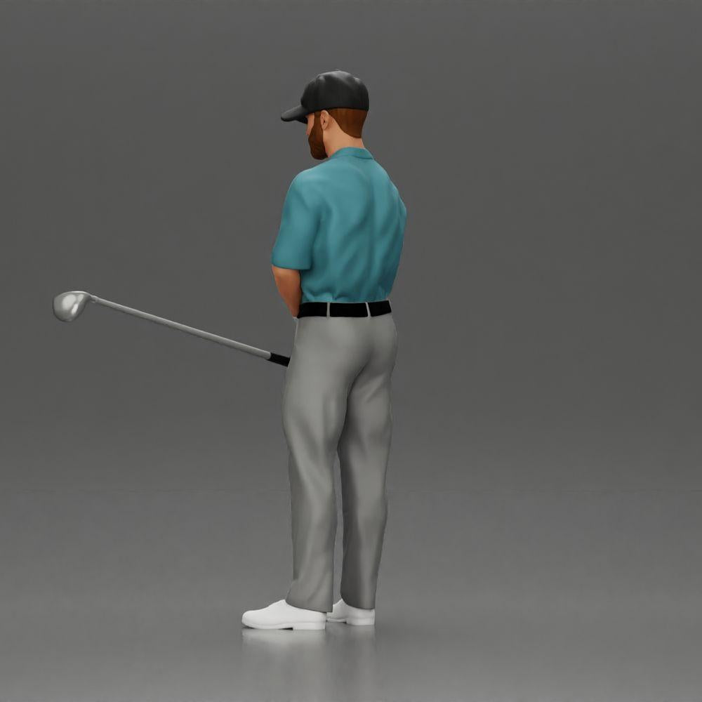 Diorama Modellbau Produktfoto 4: Diorama Figur: Miniatur-Golfer stehend mit Kappe, Handschuh und Golfschläger - Dioramafigur (Ref Nr. A143)