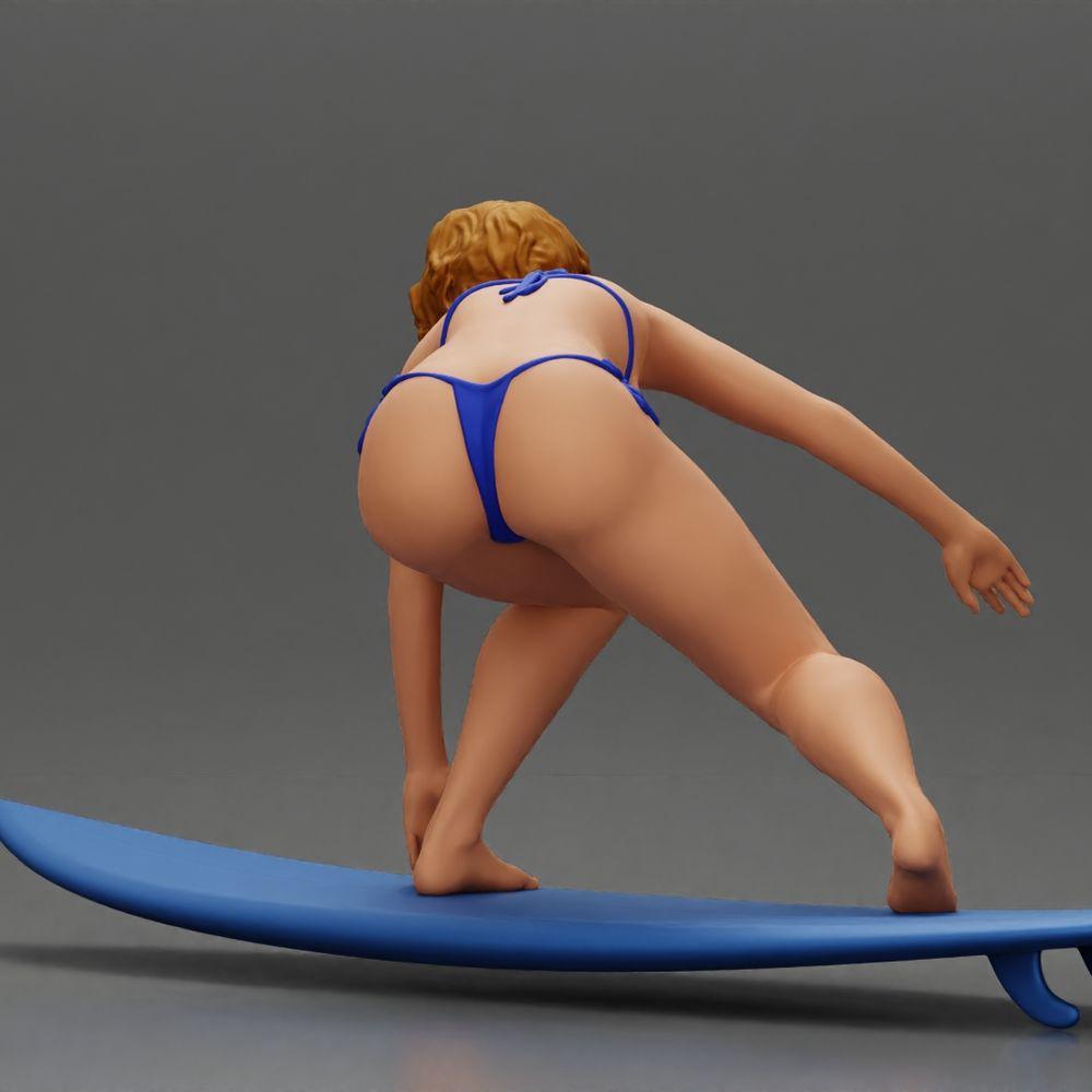 Diorama Modellbau Produktfoto 4: Diorama-Miniatur: Surferin kniend im Bikini auf Surfbrett, einzeln (Ref Nr. A119)