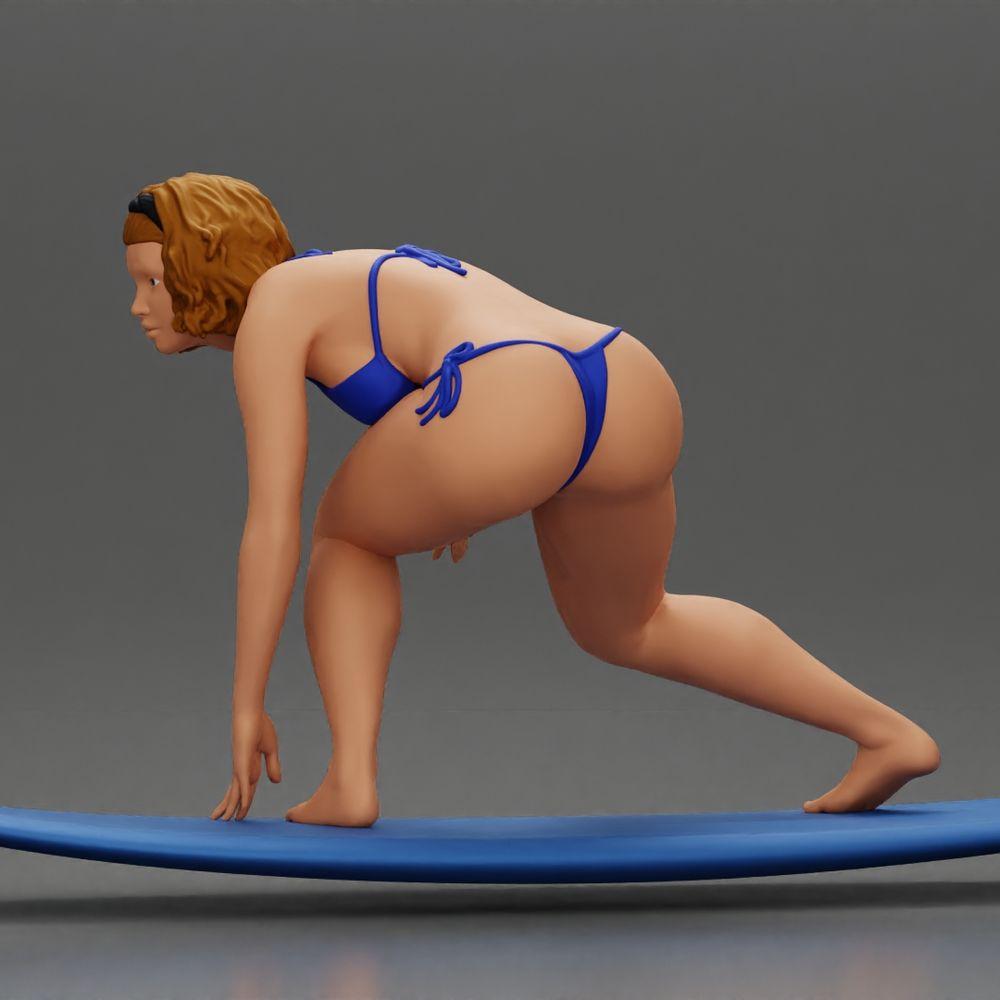 Diorama Modellbau Produktfoto 5: Diorama-Miniatur: Surferin kniend im Bikini auf Surfbrett, einzeln (Ref Nr. A119)