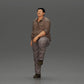 Diorama Modellbau Produktfoto 5: Miniaturfigur: beleibter asiatischer Mann, aufblickend, in Hemd, Fuß auf Stufe (Ref Nr. A101)