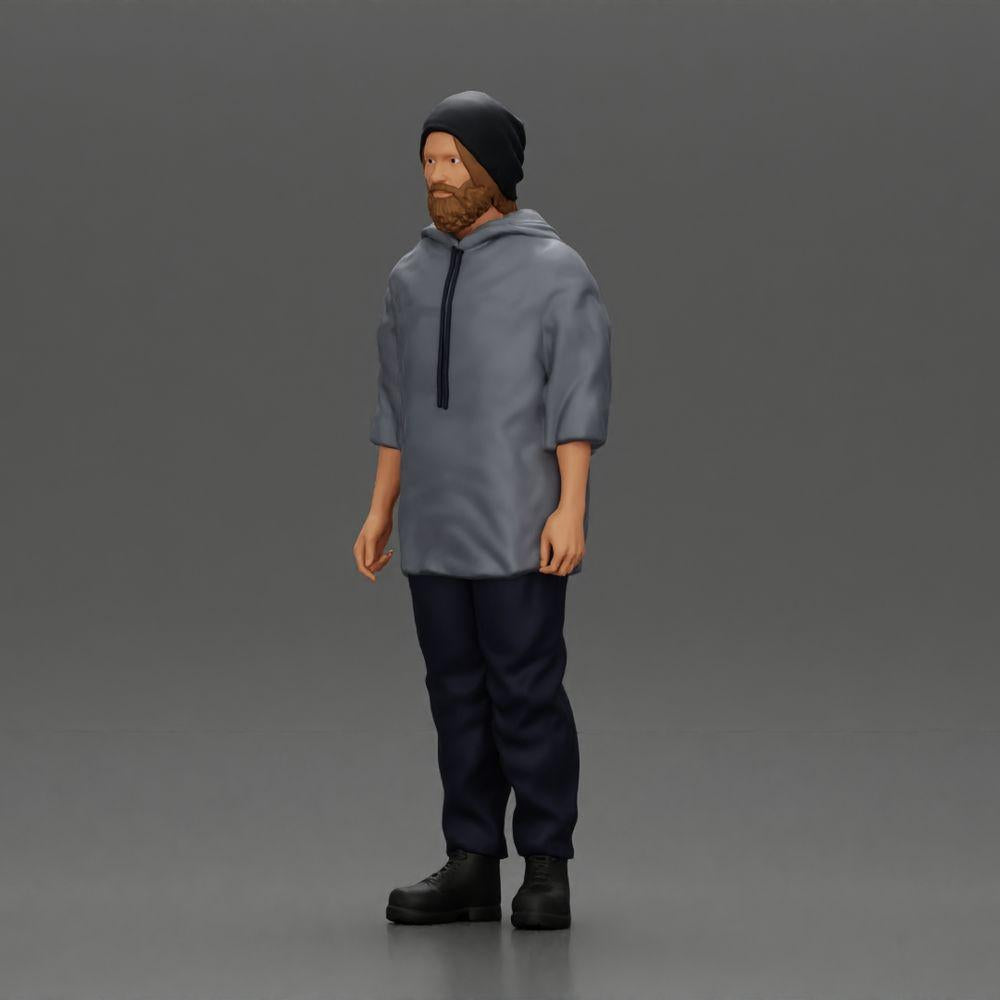 Diorama Modellbau Produktfoto 5: Stehende Figur: Mann mit Mütze & Kapuzenpullover (Ref Nr. A100)