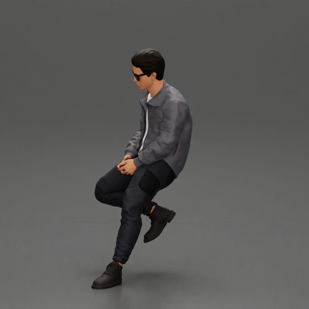 Diorama Modellbau Produktfoto 5: Diorama-Figur: Sitzender Mann im Auto, Jacke & Sonnenbrille (Ref Nr. A107)