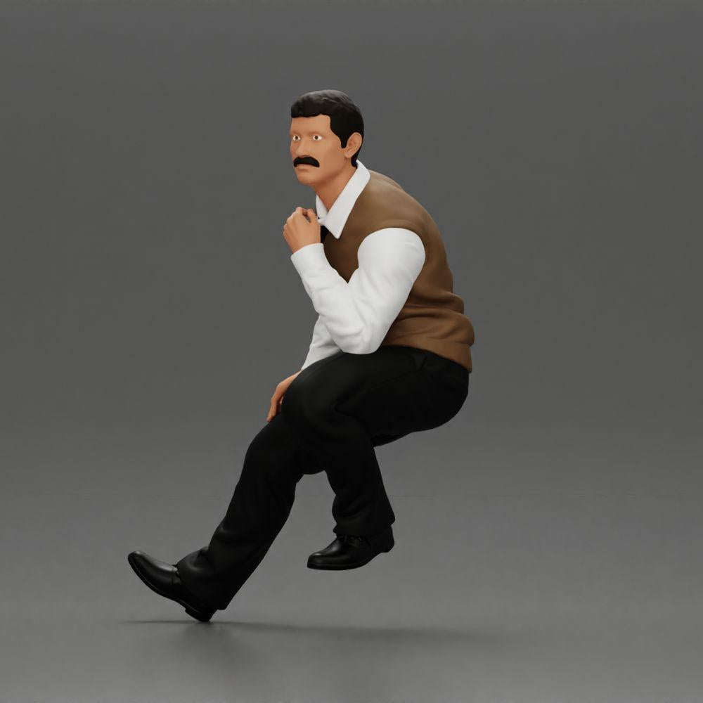 Diorama Modellbau Produktfoto 5: Diorama-Sitzfigur: Türkischer Mann mit Krawatte und Pullunder, halb kniend (Ref Nr. A72)