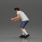 Diorama Modellbau Produktfoto 5: Diorama-Miniatur: Mann in Shorts beim Tischfußball, T-Shirt & hohen Socken (Ref Nr. A71)