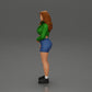 Diorama Modellbau Produktfoto 5: Miniaturfigur: Sportliches Mädchen stehend mit Kurzjacke, Shorts und Sneakern (Ref Nr. A74)