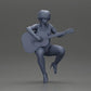 Diorama Modellbau Produktfoto 6: Miniatur: Frau mit Kurzhaar spielt akustische Gitarre Halskette, Riemchensandalen (Ref Nr. A128)
