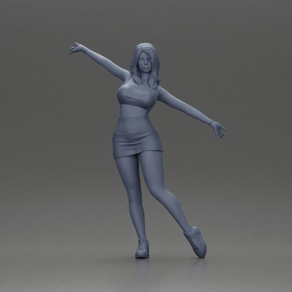 Diorama Modellbau Produktfoto 6: Diorama-Figur: dynamische Frau in rotem Sportoutfit, stehende Pose, Turnschuhe (Ref Nr. A124)