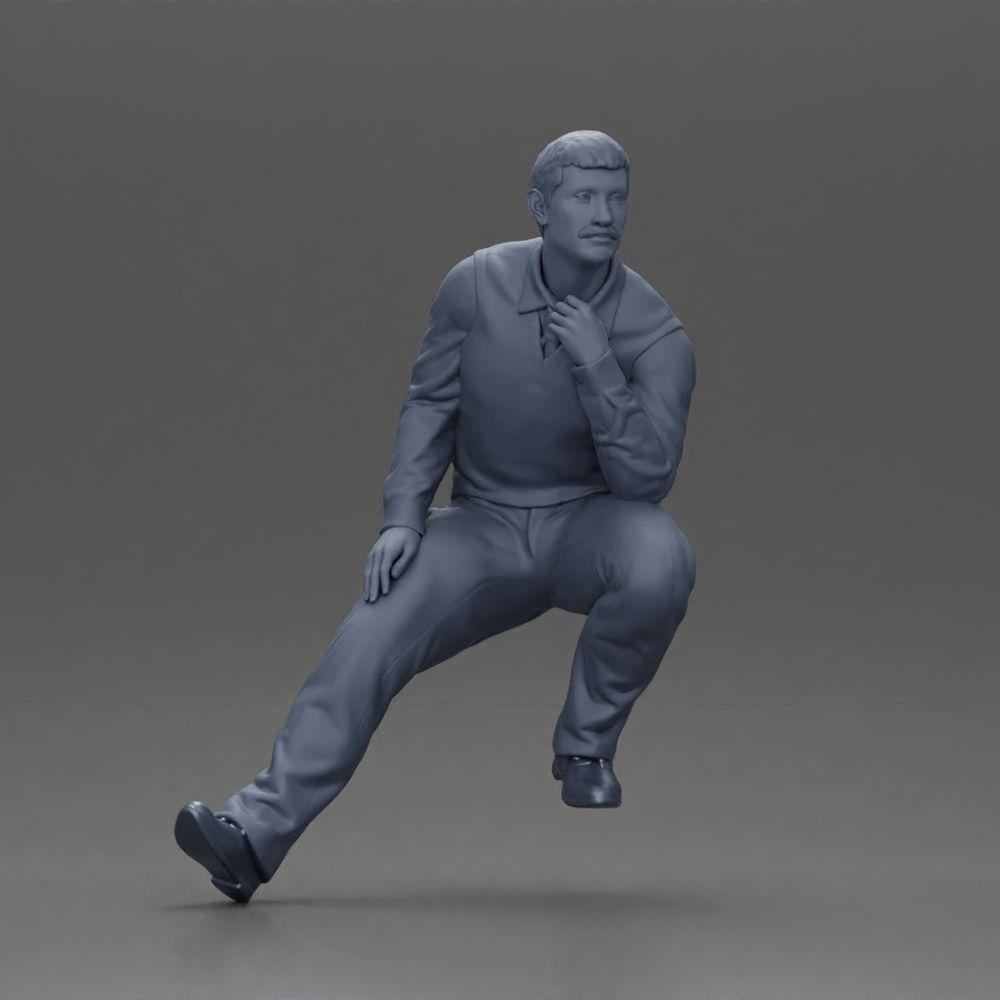 Diorama Modellbau Produktfoto 6: Diorama-Sitzfigur: Türkischer Mann mit Krawatte und Pullunder, halb kniend (Ref Nr. A72)