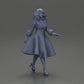 Diorama Modellbau Produktfoto 6: Diorama Figur: Miniaturfigur Frau im roten Kleid mit Pelzbesatz in schrittender Pose - Diorama (Ref Nr. A117)