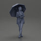 Diorama Modellbau Produktfoto 6: Weibliche Diorama-Figur in offener Strickjacke und kurzen Hosen mit Regenschirm (Ref Nr. A92)
