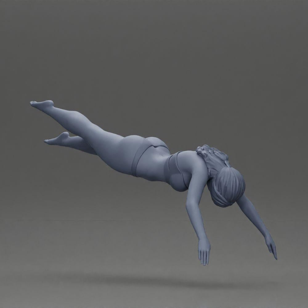 Diorama Modellbau Produktfoto 6: Diorama-Miniatur: Frau im roten Bikini, elegante Tauch-/Sprungpose (Ref Nr. A137)
