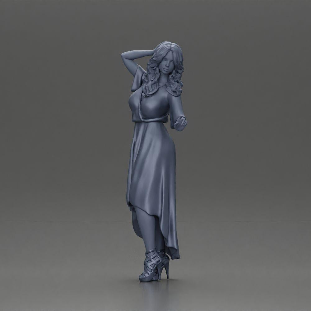 Diorama Modellbau Produktfoto 6: Miniatur-Figur: Frau im langen Brautkleid mit High Heels, elegant posierend (Ref Nr. A109)
