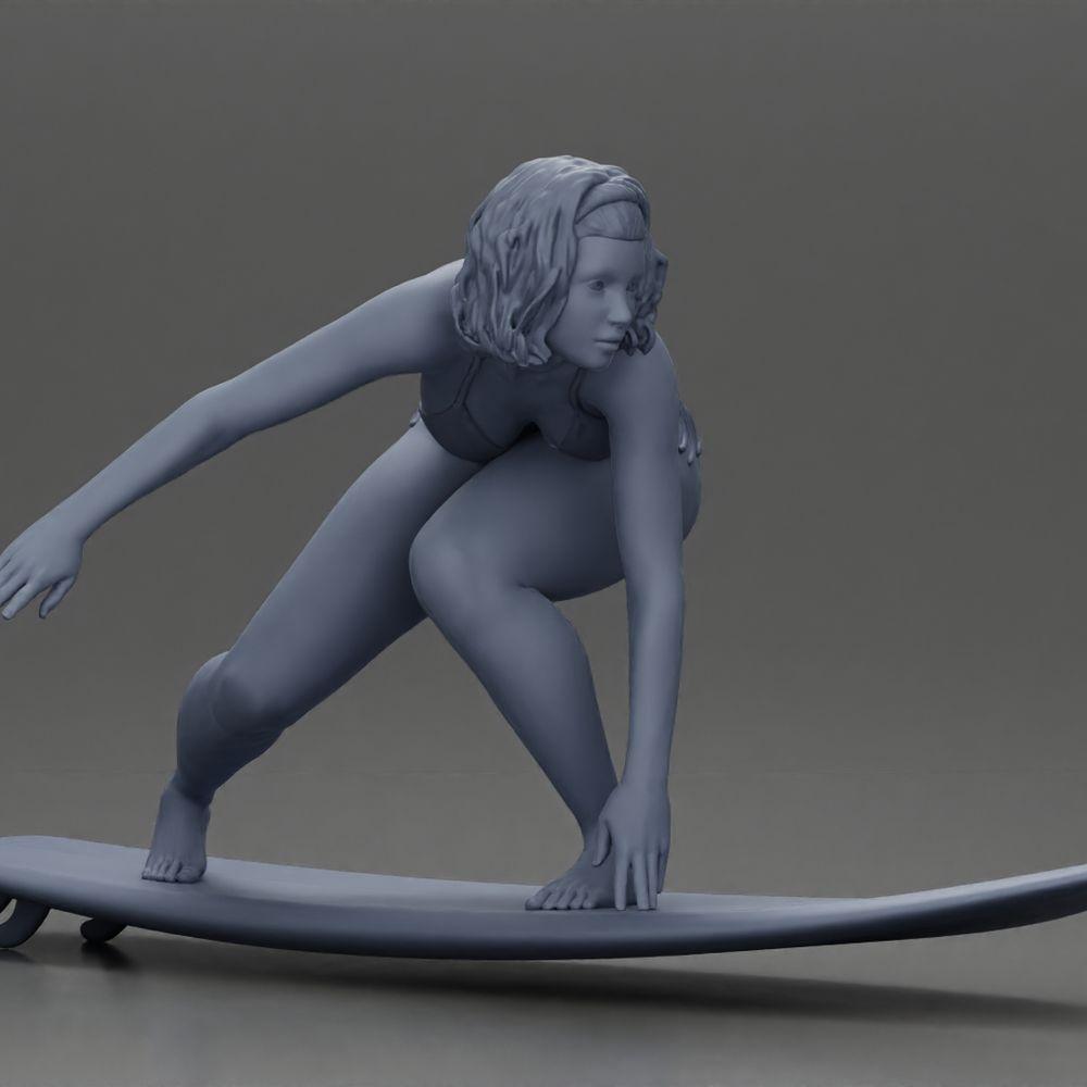 Diorama Modellbau Produktfoto 7: Diorama-Miniatur: Surferin kniend im Bikini auf Surfbrett, einzeln (Ref Nr. A119)