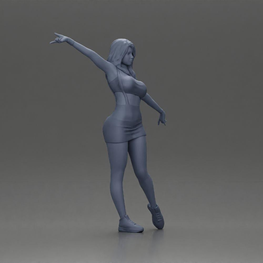Diorama Modellbau Produktfoto 7: Diorama-Figur: dynamische Frau in rotem Sportoutfit, stehende Pose, Turnschuhe (Ref Nr. A124)