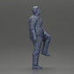 Diorama Modellbau Produktfoto 7: Miniaturfigur: beleibter asiatischer Mann, aufblickend, in Hemd, Fuß auf Stufe (Ref Nr. A101)